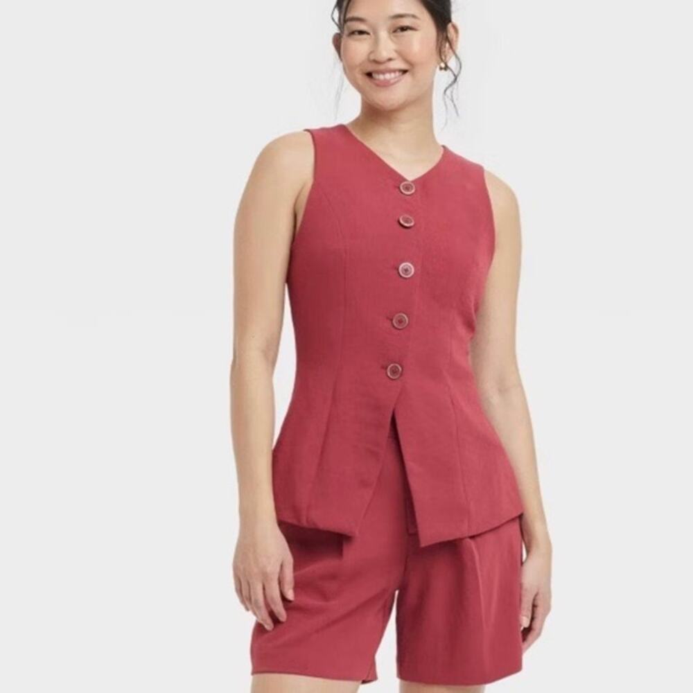 NWT A New Day Red Sleeveless V-Neck Vest Top Women's Size S